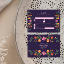Cartão de Resposta para Casamento Fiesta Floral Me