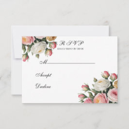Agradecimento Cartão de Resposta para Casamento Floral Rosa Bran
