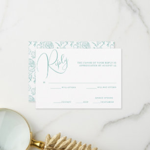 Agradecimento Cartão de Resposta para Casamento Peony Elegance