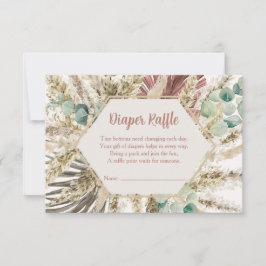 Agradecimento Cartão de Rifas de Fraldas com Grama Pampas Boho |