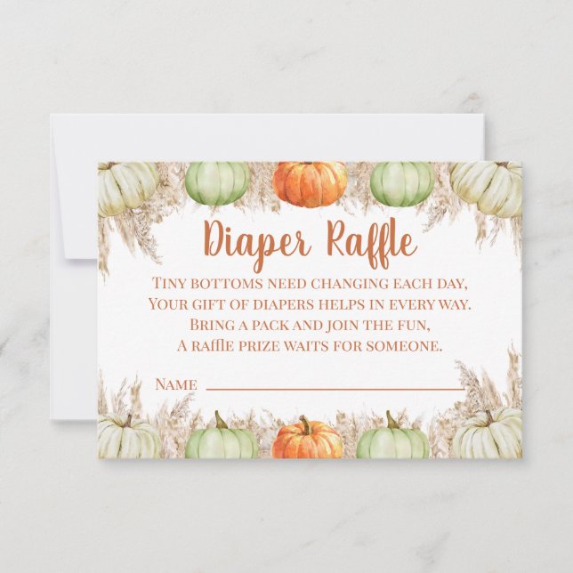 Agradecimento Cartão de Rifas de Fraldas de Outono Boho com Gram (Frente)