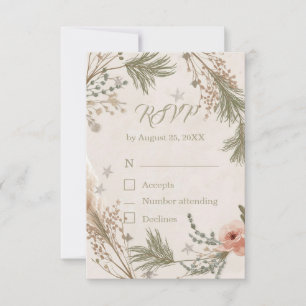 Agradecimento Cartão de RSVP Boho de Inverno Rústico com Galhos 