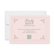 Cartão de RSVP de Código QR Verde Safira Elegante