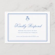 Cartão de RSVP Floral Azul Elegante