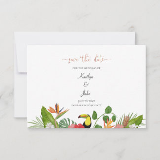 Agradecimento Cartão de Salvar a Data Floral Tropical