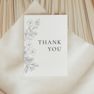 Agradecimento Cartão de Salvar a Data Minimalista Floral Plano