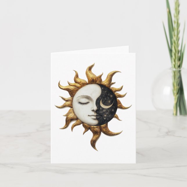 Agradecimento Cartão de saudação Celestial Sun & Moon (Frente)