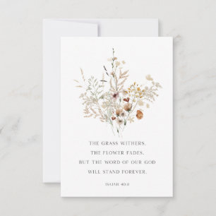 Agradecimento Cartão de Saudação Christian Floral Art Isaiah 40: