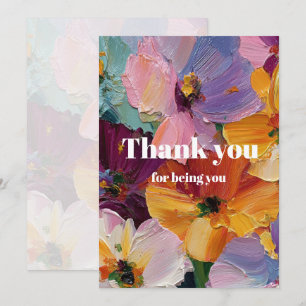 Agradecimento Cartão de Saudação com Pintura Floral Vibrante em