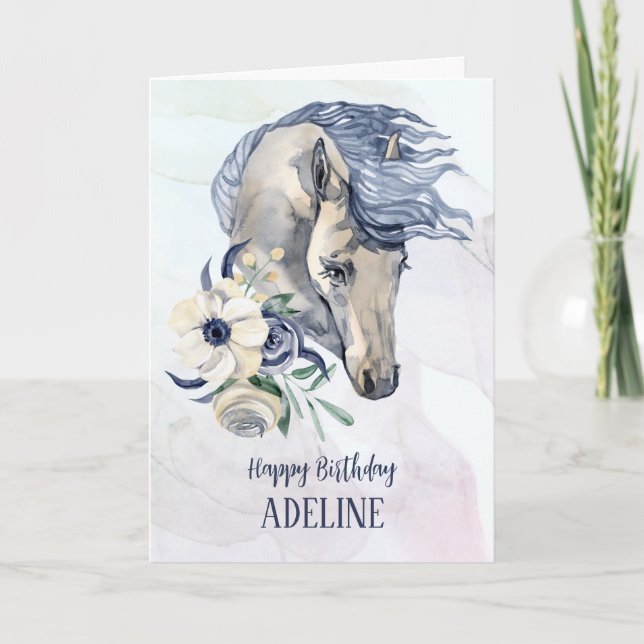 Agradecimento Cartão de saudação de aniversário de cavalos de aq (Frente)