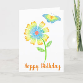 Agradecimento Cartão de saudação de borboleta e margarida