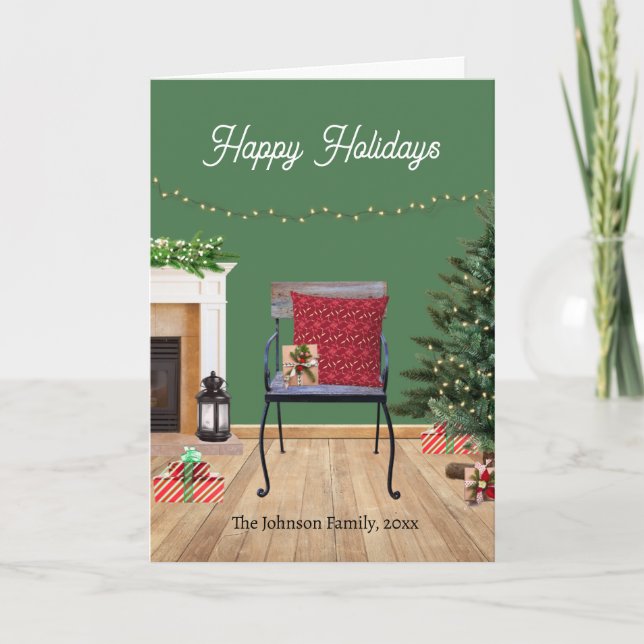 Agradecimento Cartão de Saudação de Cena de Natal Rústica Dobrad (Frente)