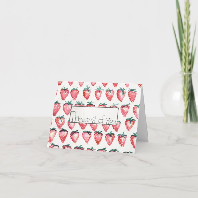 Agradecimento Cartão de Saudação de Morango (Frente)