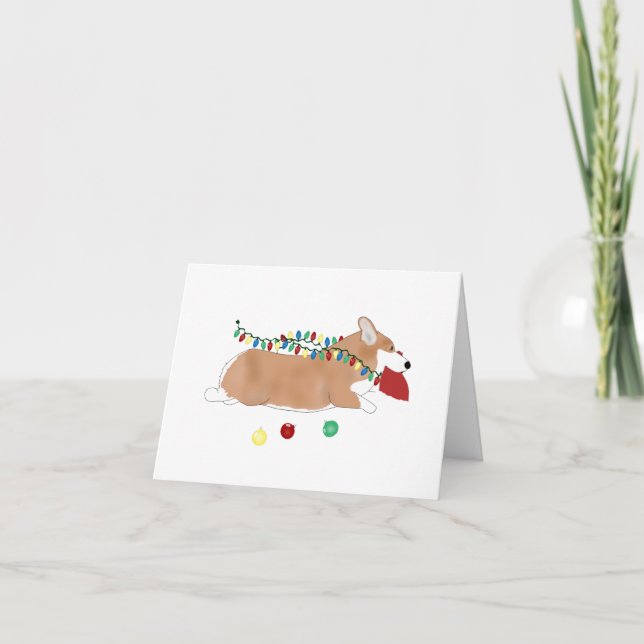 Agradecimento Cartão de Saudação de Natal Corgi (Frente)