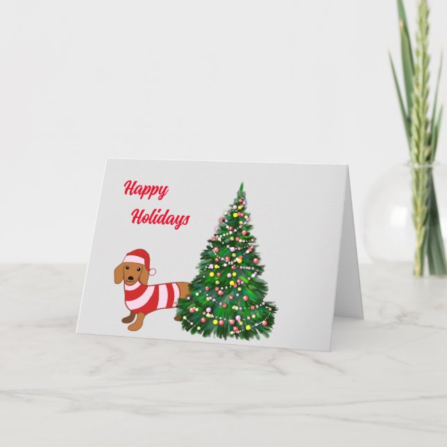 Agradecimento Cartão de Saudação de Natal Dachshund (Frente)