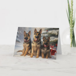 Agradecimento Cartão de saudação de Natal para cão german shephe