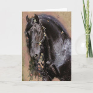 Agradecimento Cartão de Saudação do Cavalo Preto Friesian