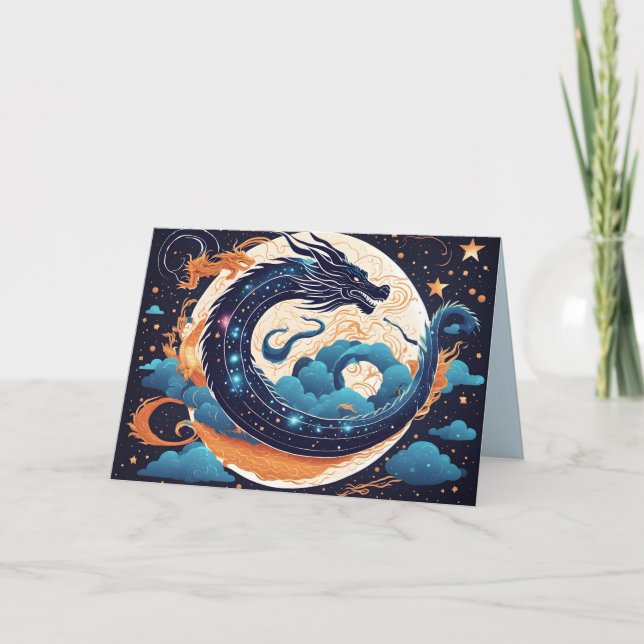 Agradecimento cartão de saudação do dragão lunar (Frente)