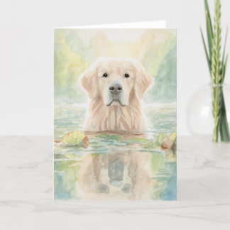 Agradecimento Cartão de Saudação do Golden Retriever no Lago