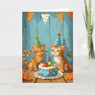Agradecimento Cartão de Saudação do Partido Festivo Kitten