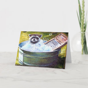 Agradecimento Cartão de saudação do vazio Raccoon Bubble Bath