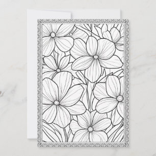 Agradecimento Cartão de Saudação Floral Elegante para Colorir