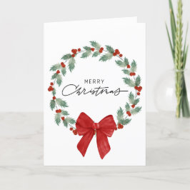 Agradecimento Cartão de Saudação Holly Wreath de Natal