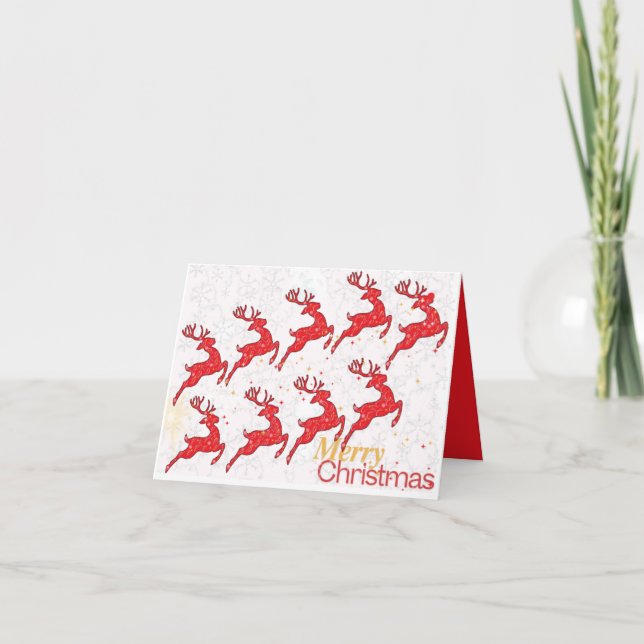 Agradecimento Cartão de Saudação - Nove Reindeers (Frente)