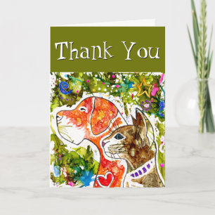 Agradecimento Cartão de saudação para cães e gatos, de cor branc