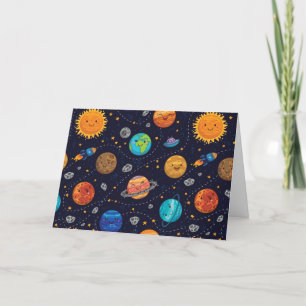 Agradecimento Cartão de Saudação para Planetas Felizes (Vazio)