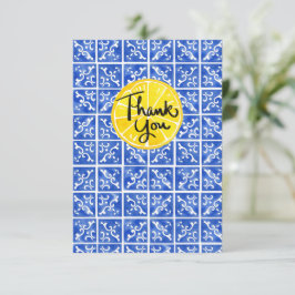 Agradecimento Cartão de saudação plano Lemon & Azulejo "Obrigado