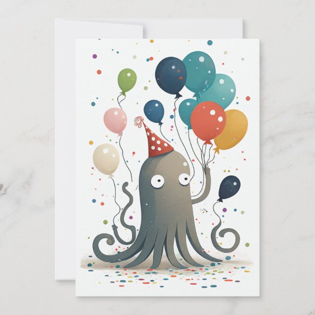 Agradecimento Cartão de Saudação Simples do Partido Octopus (Frente)