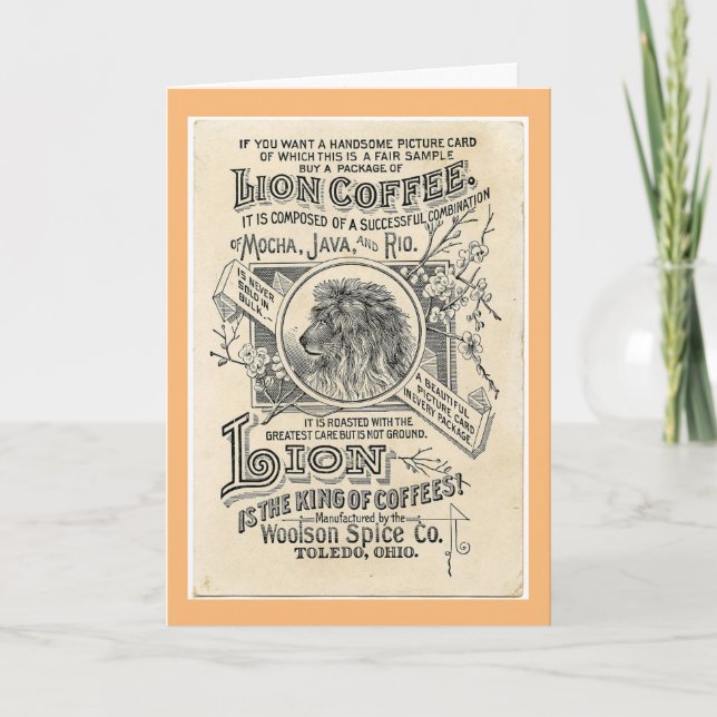 Agradecimento Cartão de Saudação Vintage Ad Com Café Lion (Frente)