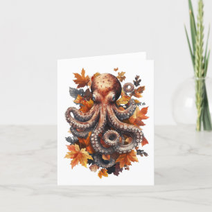 Agradecimento Cartão de Saudações de Octopus de Outono Laranja