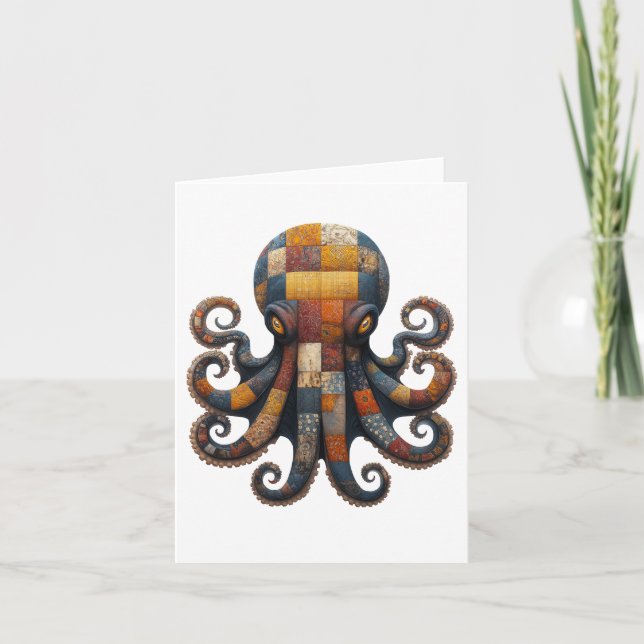 Agradecimento Cartão de Saudações de Polvo de Patchwork (Frente)