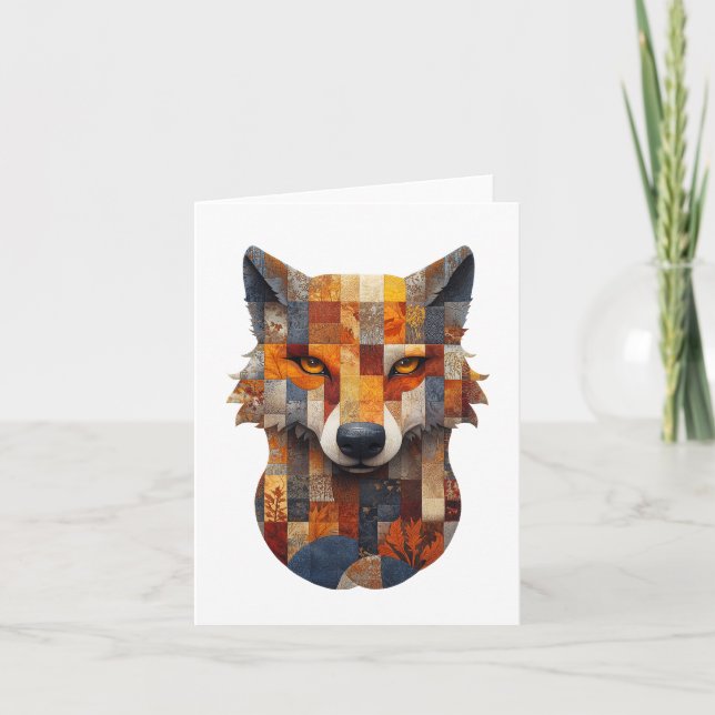 Agradecimento Cartão de Saudações do Lobo de Patchwork (Frente)