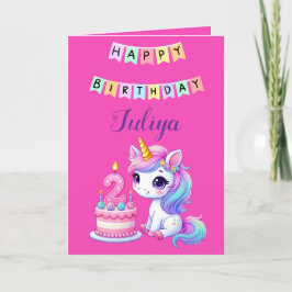 Agradecimento Cartão de segundo aniversário da família de unicór