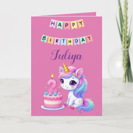 Agradecimento Cartão de segundo aniversário da família de unicór