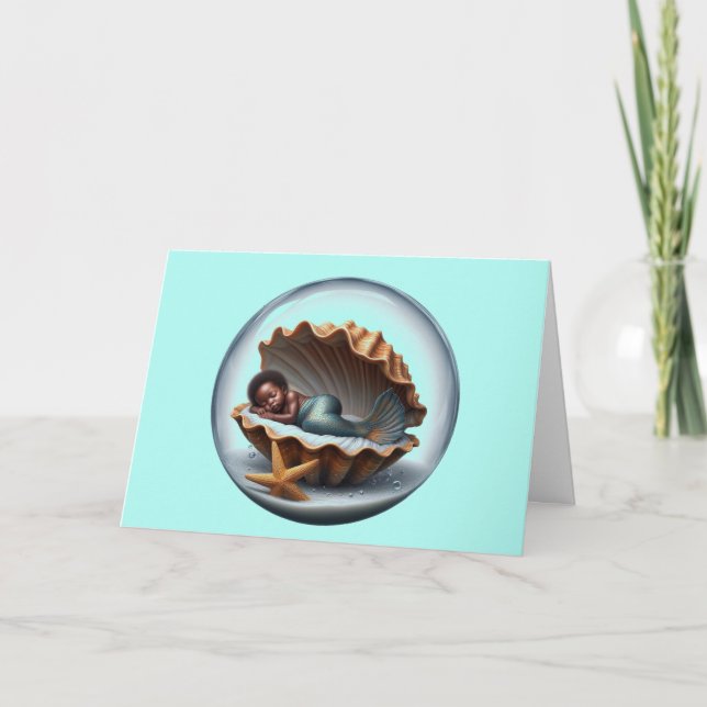 Agradecimento Cartão de Sereia para Bebê Africano (Frente)