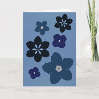 Agradecimento Cartão de Simpatia Flor Pintado Azul Dobrado