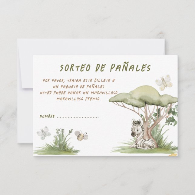 Agradecimento Cartão de Sorteio de Fraldas Baby Shower (Frente)