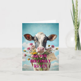 Agradecimento Cartão de vaca engraçado de aniversário feliz