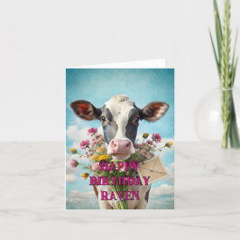 Agradecimento Cartão de vaca engraçado de aniversário feliz