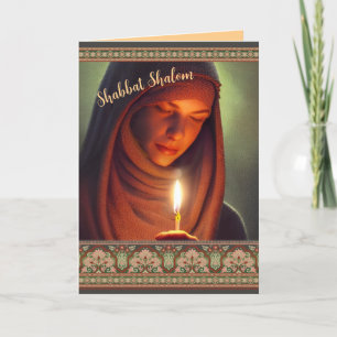Agradecimento Cartão de Vela Judaica Shabbat Shalom