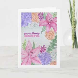 Agradecimento Cartão Dobrado de Aquarela Florindo Lindamente Per