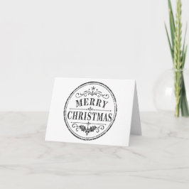 Agradecimento cartão dobrado preto e branco de natal vintage