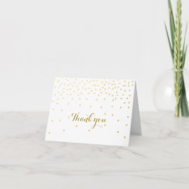 Agradecimento Cartão Dobrável com Confetes de Ouro Branco e Pequ