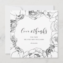 Agradecimento Cartão elegante de amor e Obrigados de peões branc