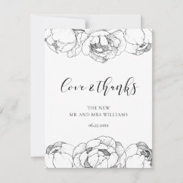 Agradecimento Cartão elegante de amor e Obrigados de peões branc