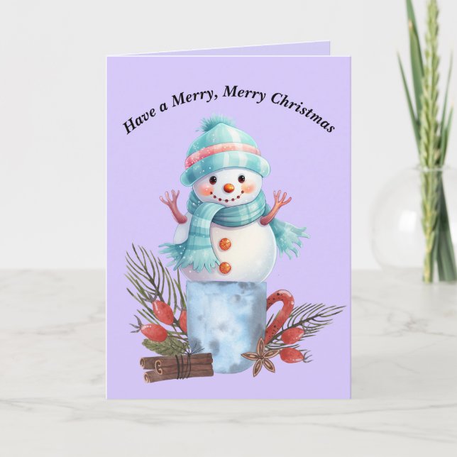Agradecimento Cartão Feliz de Natal Snowman (Frente)